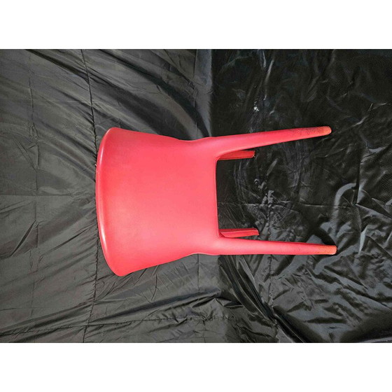 Image 1 of Set of 6 vintage red Hola 367 model chairs by Hannes Wettstein for Cassina