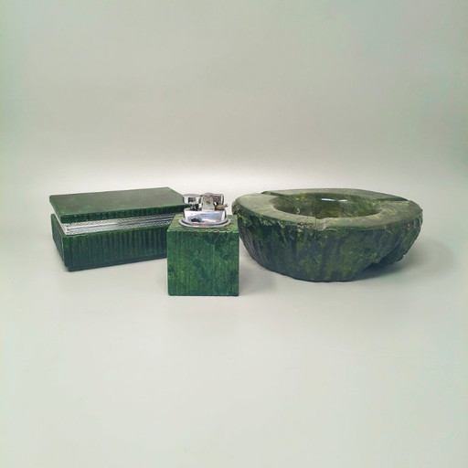 Ensemble à fumer vert albâtre des années 1960, par Romano Bianchi, fait main