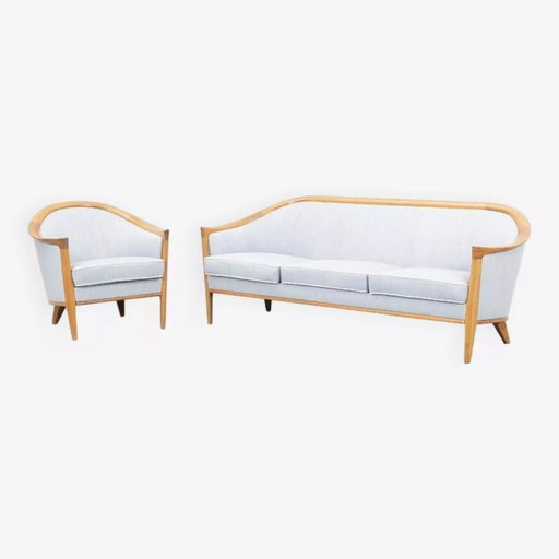 Divano vintage scandinavo a 3 posti in noce, Bertil Fridhagen, stampato Bröderna Anderssons