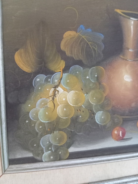 Image 1 of Tableau Huile Sur Toile Nature Morte Aux Fruits, Signé Burnett