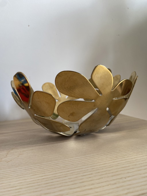 Vintage Ikea "Stockholm" 20 cm gold-colored metal fruit bowl in good condition