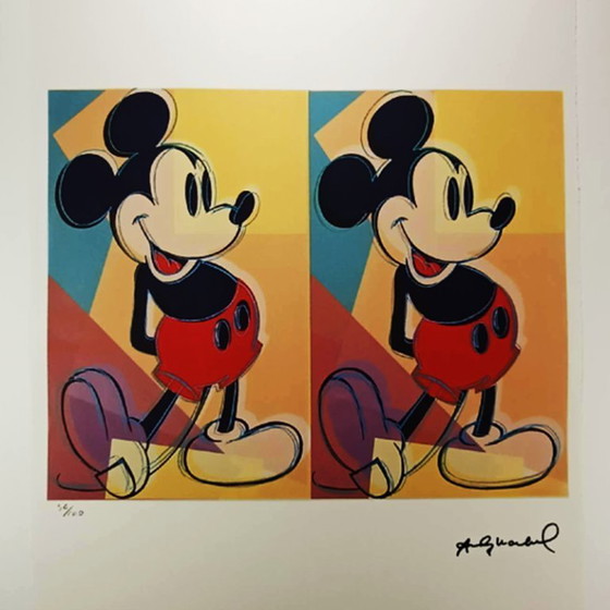 Image 1 of 1980s Andy Warhol "Mickey Mouse" Limited Series Lithograph - Leo Castelli - New York - Numbered in Pencil.