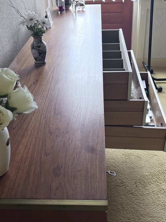 Image 1 of Tall sideboard with teak and brass by William Watting