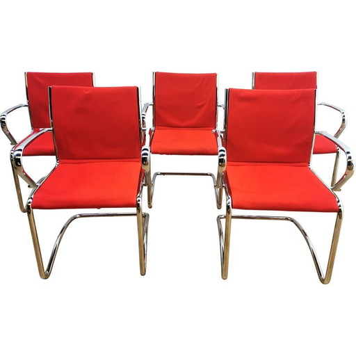 Set of 5 vintage sled chairs