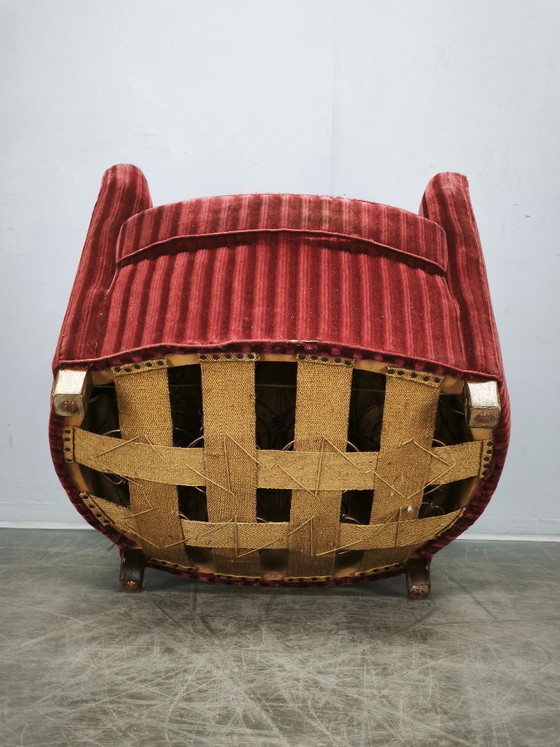 Image 1 of Fauteuil lounge sculptural en velours, style danois moderne des années 1950
