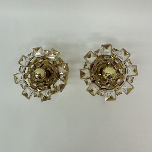 2x Lampes murales en cristal Palwa, 1970's Allemagne