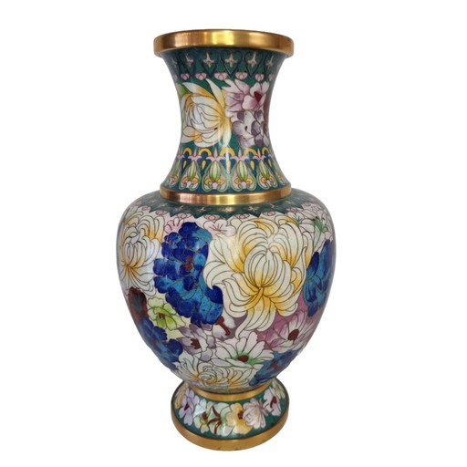 Vase vintage cloisonné pastel