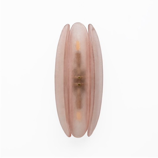 Paire d'appliques en verre de Murano rose de style Fontana Arte Mid Century Modern