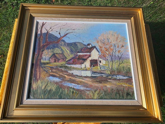 Vintage Oil Landscape Painting - Impasto Barn Scene – Paintings & Drawings, Canvas (photo 4 of 12)