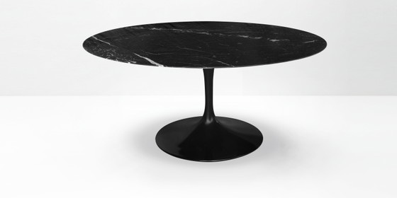 Originele Ronde Knoll Tulip Eettafel (137cm) in Nero Marquina Glanzend in Nieuwstaat!! Eero Saarinen – Marble (photo 3 of 15)