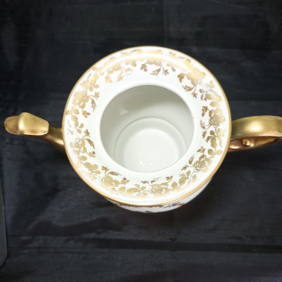 Wunderschöne antike Porzellan-Teekanne auf Réchaud – Pariser Eleganz von Pillivuyt – Geschirr, Ceramic (photo 6 of 14)