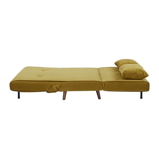 Image 1 of Sofá cama Haru de terciopelo amarillo de 123 cm, como nuevo.