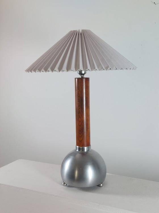 Image 1 of Vintage mid-century unique table lamp with ball base, Art Deco Revival style
