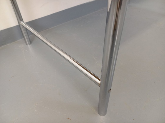 Image 1 of Vintage desk in orange imitation leather and chrome from the 1970s