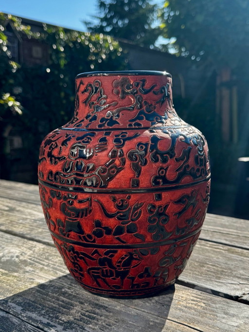 Prachtige Vintage Vietnamese Keramieken Vaas – Biên Hòa Stijl (24cm)