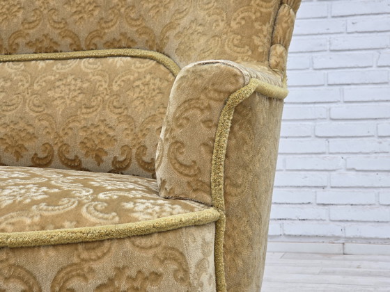 Image 1 of Sofá danés de dos plazas de los años 50, terciopelo verde/Honing Furniture