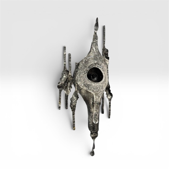 Image 1 of 1970's Tom Ahlstrom & Hans Ehrich Brutalist Wall Lamp Design Iron And Glass