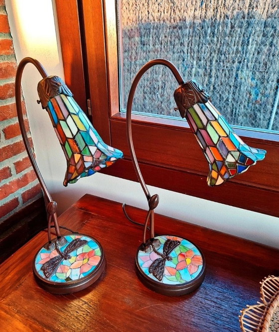 Conjunto de Lámparas de Sobremesa Estilo Tiffany con Diseño de Libélula – Lámparas de mesa, Crystal (photo 8 of 14)