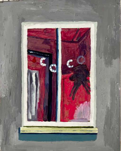 Saskia Blokzijl mirando la pintura de los vecinos VI