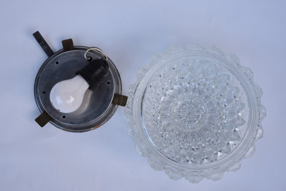 Image 1 of Vintage geslepen glazen plafondlamp