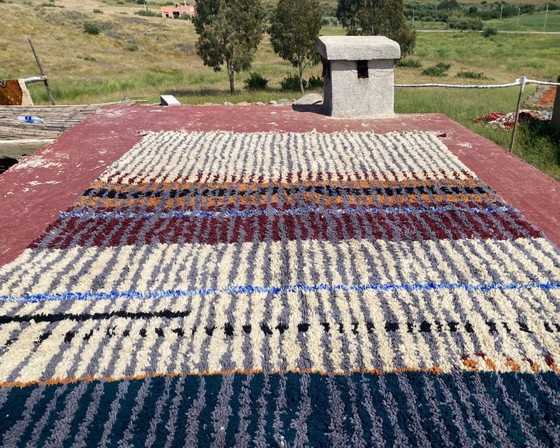 Image 1 of Large Vintage Moroccan Boujaad Rug 332x244 cm – Handmade Berber Wool Rug – Earth Tone Tribal Carpet – Boho Modern Statement Rug