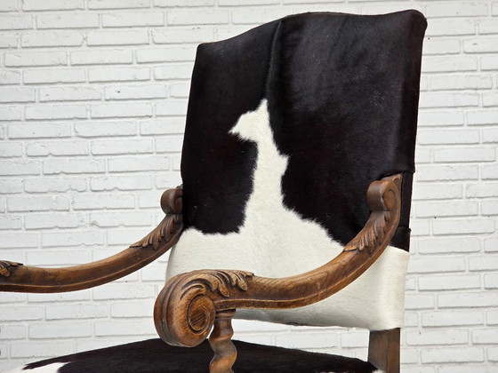Image 1 of Dänischer Hochlehner-Sessel aus den 1950er Jahren, echtes Rindsleder, Eichenholz.