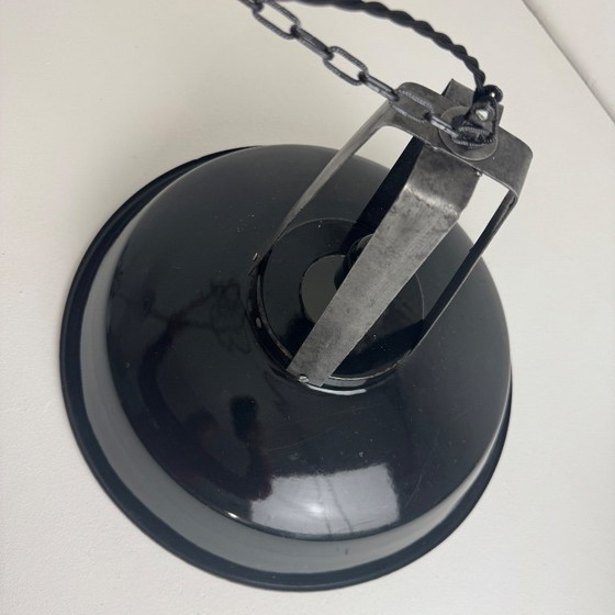 Coppia di Lampade a sospensione MAZDA smaltate antiche 44 cm Industriale, Metallo, Nero, Industrieel (foto 11 di 13)