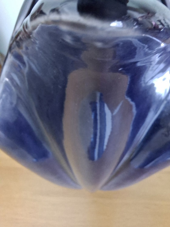Image 1 of Large Sculptural Postmodern Ceramic Vase in Deep Violet Glaze – 35 cm
