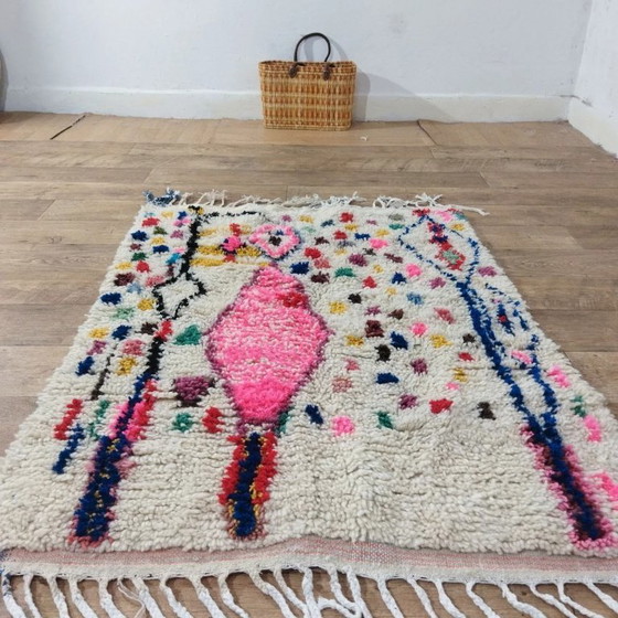Image 1 of Tapis Azilal en laine naturelle colorée – Tissé à la main (130×97 cm)