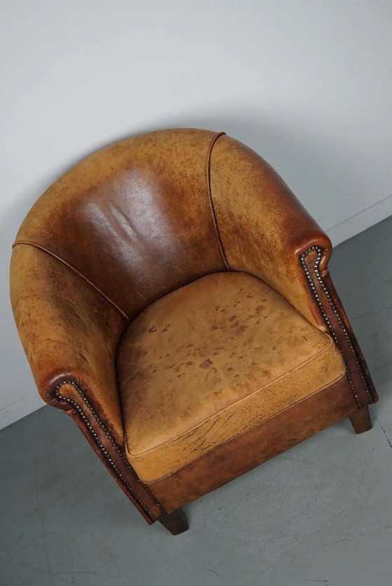 Image 1 of Vintage Nederlandse cognackleurige leren clubfauteuil