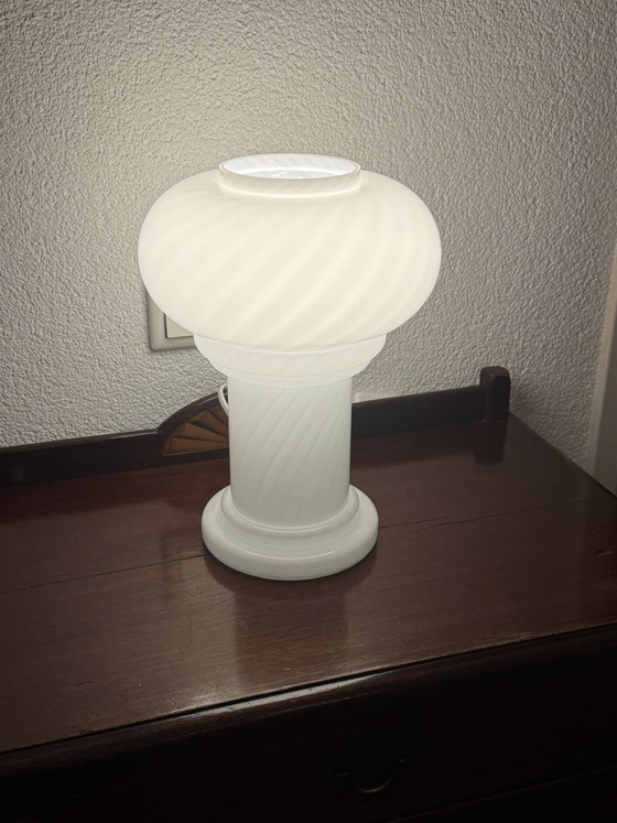 ✨ Vintage Murano Table Lamp | Mushroom Swirl | Lattimo | 1960s–70s | Mint Condition – Glass (photo 6 of 15)