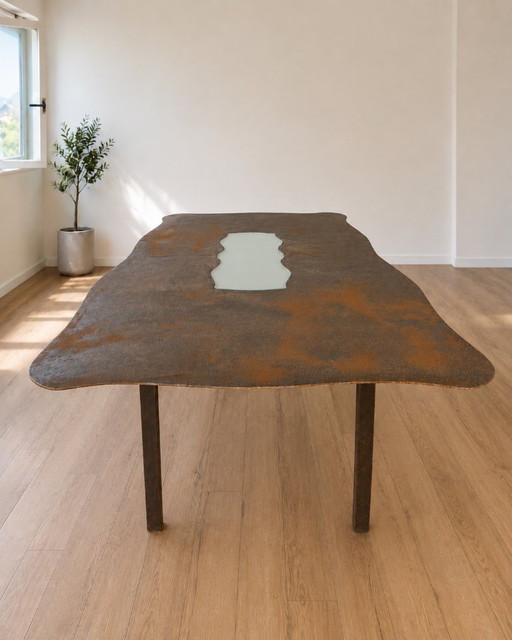 Iron and Glass Sculpture Table – One-of-a-kind – 300 x 150 cm – eettafels