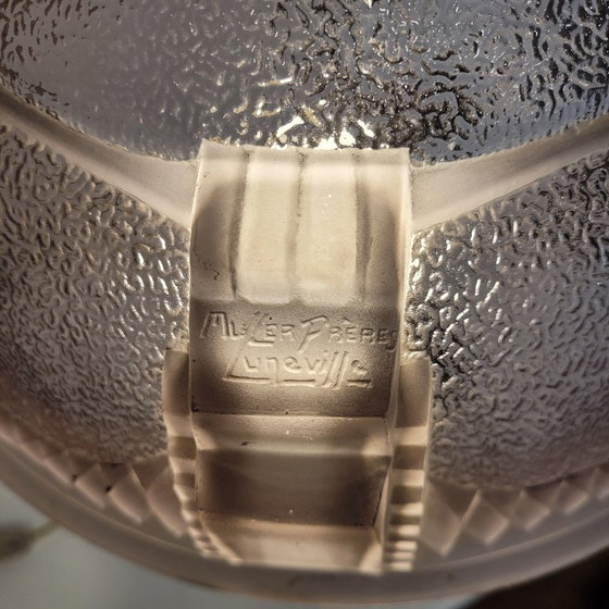 Image 1 of Table lamp, bronze and bent glass, Muller Frères, Art Deco, 30's – Luneville, France