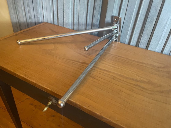 Image 1 of Porte-serviettes chromé à 3 barres mobiles, tube rond, style français