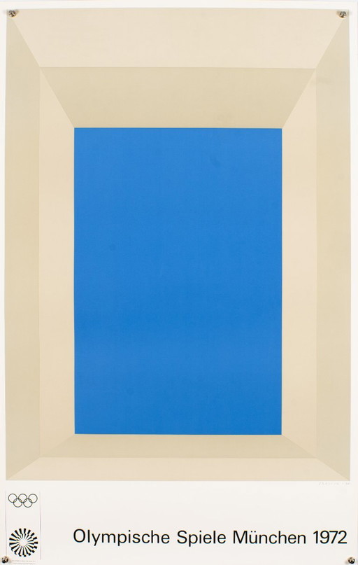 Olympia 1972 – Affiche Sérigraphiée Vintage Originale de Josef Albers – Art Géométrique Bauhaus – 102x64 cm