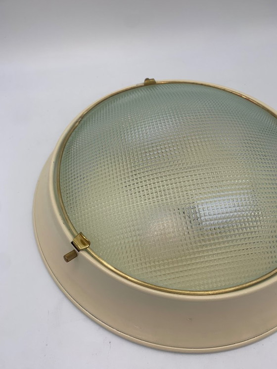 Image 1 of Plafoniere coppia applique attribuita Fontana Arte italy blu media bianco avorio