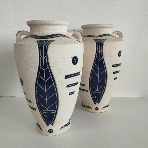 Image 1 of Unieke set aardewerk kruiken vazen (griekse stijl)