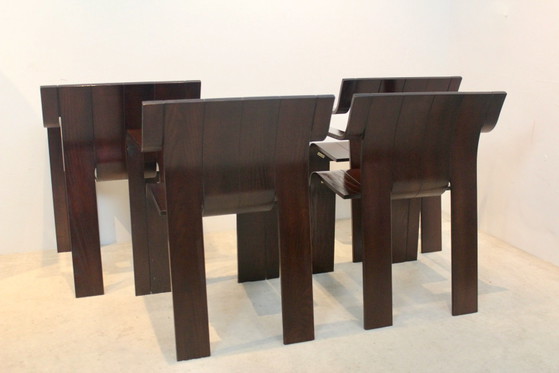 Set of four ‘Strip’ Dining Chairs with Armrests by Gijs Bakker for Castelijn (photo 5 of 14)