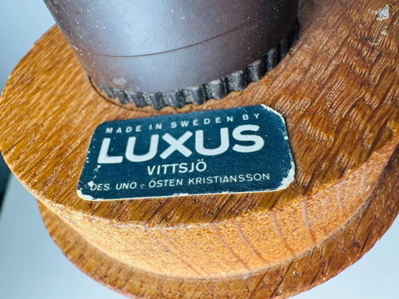Model 105 Wooden Tripod Table Lamp by Uno & Östen Kristiansson for Luxus, Sweden 1950s – Glass (photo 6 of 7)