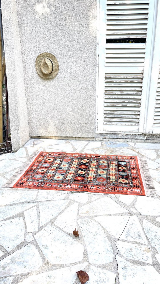 Image 1 of Tappeto vintage in seta e cotone - 142 x 84 cm