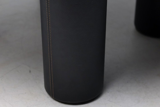 Image 1 of Carlo Bartoli Rossi di Albizzate – Black Leather, Glass Disc, Italian Mastery