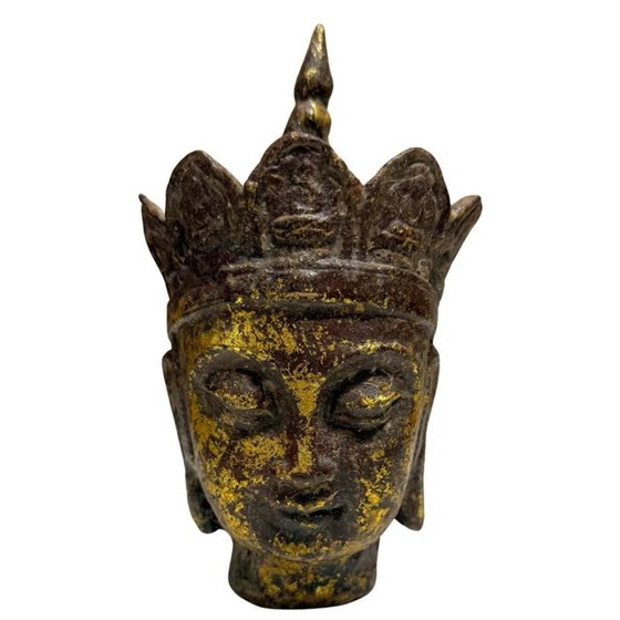 Paar Ksitigarbha (Dizang Pusa) Köpfe – Vergoldetes Gusseisen, China, 18.-19. Jahrhundert – Bildhauerei (photo 2 of 19)