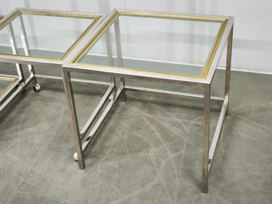 1970s Italian Chrome, Brass and Glass Nesting Tables, Set of Three – Side tables (photo 15 of 20)