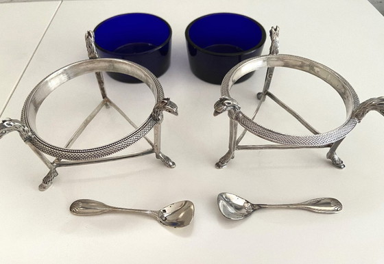 Image 1 of Saltcellars in Solid Silver (950°/°°°) Marked 1st Rooster Empire Consulate Period 1800