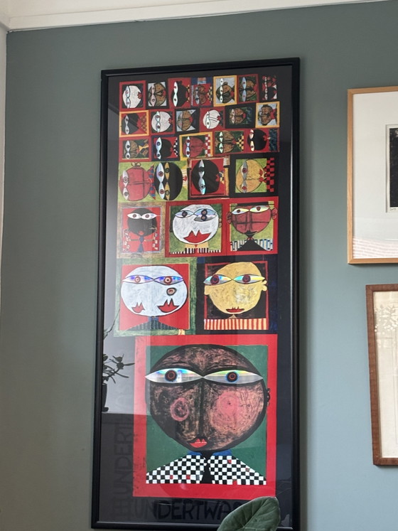 Image 1 of Hundertwasser-Poster mit Rahmen 60x138