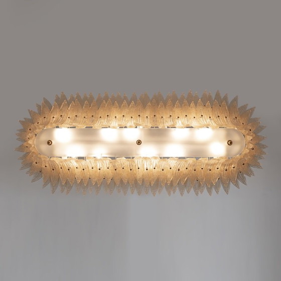 Mid-Century Modern Style Italian Murano Glass And Brass Palmette Chandelier (photo 7 of 10)