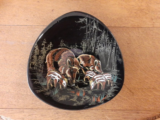Set of large plate and wall plates with hunting theme Emaux de Longwy, Crockery, Ceramic, Multi Color (photo 5 of 11)