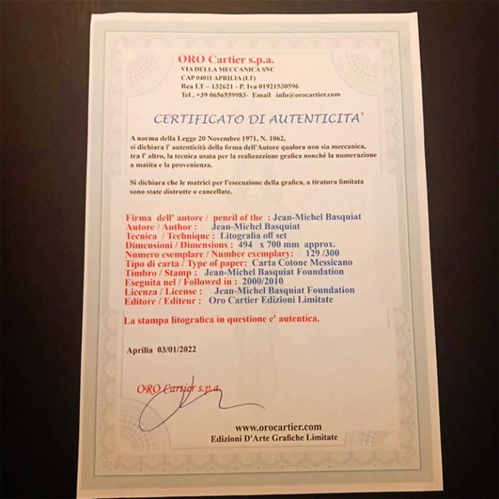 Image 1 of Lithographie en édition limitée de Jean-Michel Basquiat, numérotée au crayon.