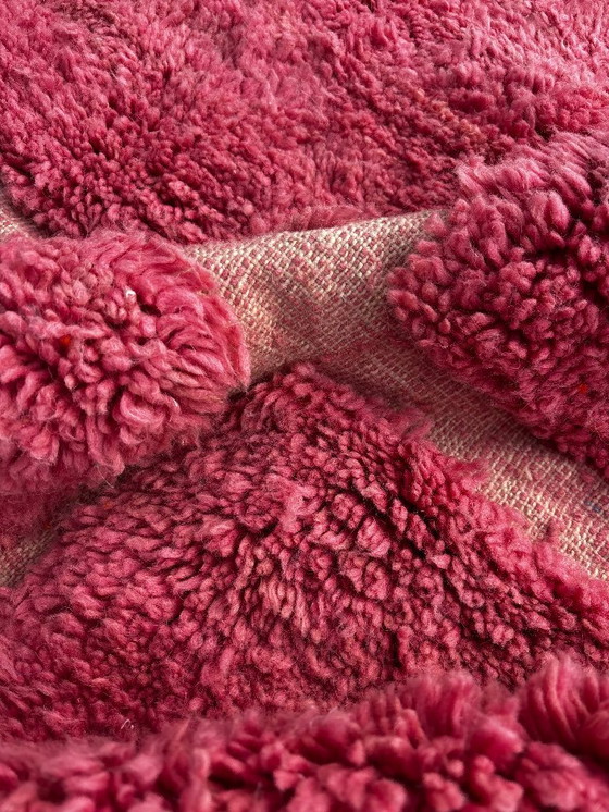 Image 1 of Tapis marocain Mrirt rose en laine 160x190 cm - Tapis bohème tissé à la main avec motif géométrique
