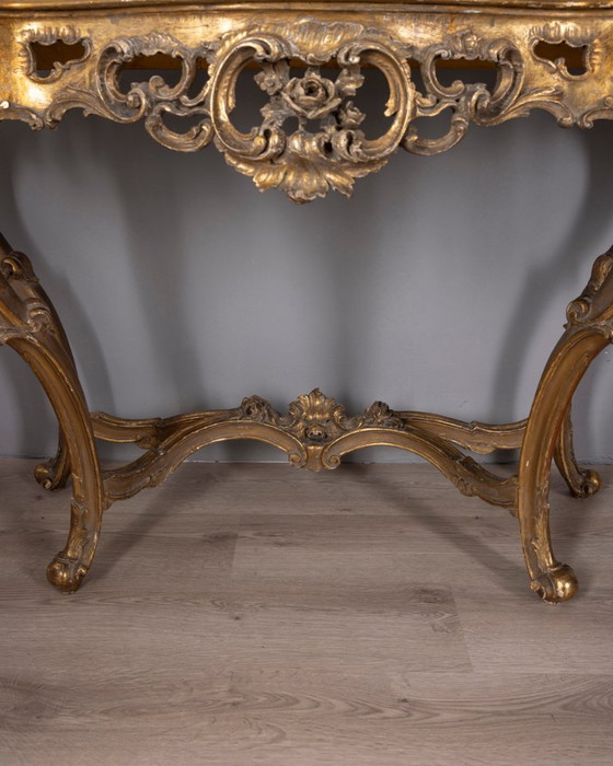 Antique classic style console table in wood decorated with mirror from the late 19th century, Gold (photo 10 of 21)